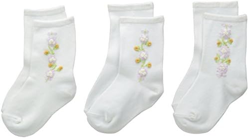 Jefferies Socks Hand Baby Girls 'Bordadas de tripulação de 3 pares pacote