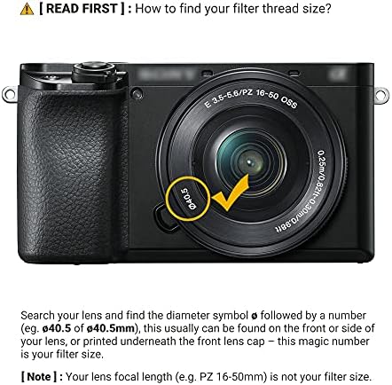 Filtro de close-up filtro de close-up de 40,5 mm Filtro de macro com lente Bolsa de filtro para Sony A6000 A6100 A7C com lente E PZ