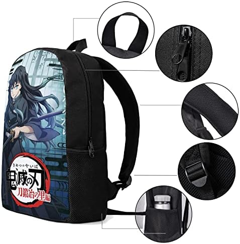 qmuzwed Anime Mackpack Conjunto para meninos, bolsa de laptop durável com laptop com lapa portátil e bolsa de lápis, mochila leve de bookbag para viajar