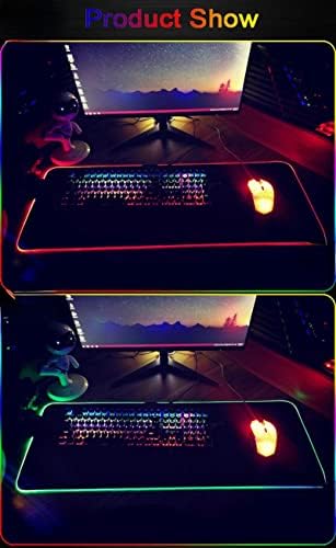 Almofada de mouse luminosa e espessada aumentada e espessada com a almofada de teclado de teclado para jogos de luz respiratória