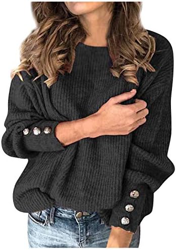 Nokmopo plus size suéteres femininos de moda feminina color de cor redonda pescoço quente suéter comprido suéter suéteres leves