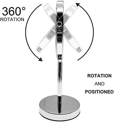 Shacjhnn 6 polegadas de mesa grande de touca de dois lados espelhos giratórios com ampliação de 10x, altura de 12 polegadas