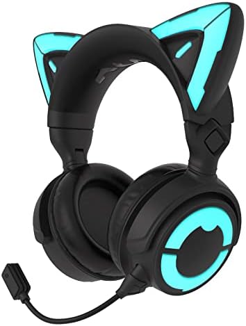 YOWU RGB CAT EAR fone de ouvido 4, fone de ouvido de jogos sem fio e com fio atualizado com redução de ruído de