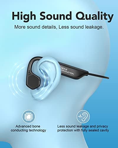 RR Sports Bone Conduction Headphones, fones de ouvido de orelha aberta Bluetooth 5.3 Ear Ear fones, fone de ouvido à prova