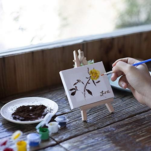 Crianças de tela infantil 12 conjuntos mini lona e cavalete, lona de pintura pequena com mini mini canvas de tela conjunta de pintura de arte Projeto de arte Diy Wood Display Eaval