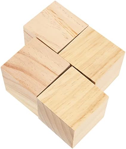 Ningwaan 45 PCs 2 polegadas de madeira, blocos de artesanato de madeira inacabados, cubos de madeira quadrados em branco