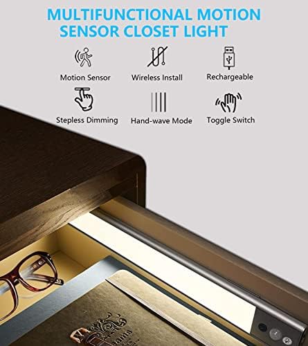 PINCI 126 LED sob iluminação do armário, luz do gabinete do sensor de movimento, Light de movimento magnético ativado, luzes noturnas