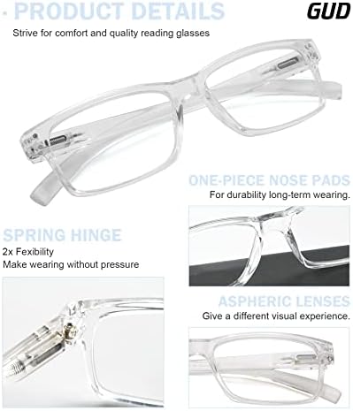 Gud Reading Glasses 8 pares Classic Leitores retangulares leves para mulheres +2,00