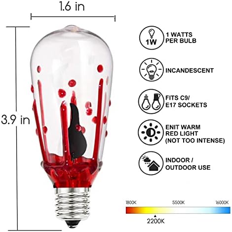 Bulbos de substituição de Halloween Pallerina, lâmpadas de chamas de flerta de Halloween, lâmpadas de queda de sangue ST40 com um