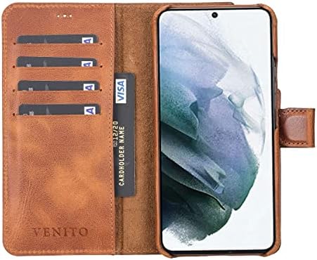 Venito Florence Leather Cartlet Caixa de telefone compatível com Samsung Galaxy S22 Plus - Extra Seguro com bloqueio de RFID