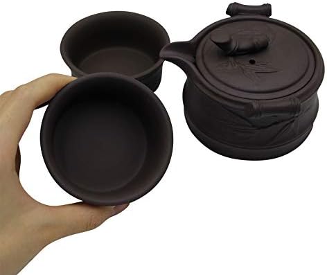 Rarityus Travel portátil kung fu pa pote de chá copo artesanal yixing zisha chá conjunto de chá de cerâmica de chá com bolsa de viagem de bandeja de chá para piquenique ao ar livre