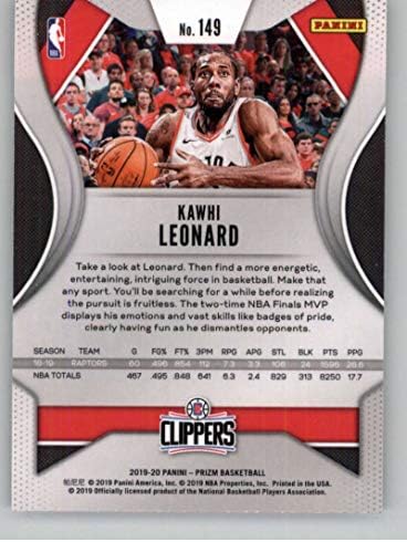2019-20 Panini Prizm 149 Kawhi Leonard Los Angeles Clippers NBA Basketball Trading Card