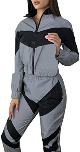 YUTRD ZCJUX 2 Peças Conjunto de trajes reflexivos de mulheres com zíper de calças de capa com calças de capa de gole de vento de