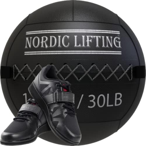 Bola de parede de elevação nórdica 30 lb pacote com sapatos megin tamanho 12 - preto