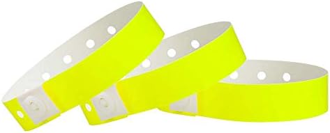 Wristco premium de plástico amarelo premium pulseiras seguras - contagem de 500 contagem 5/8 x 10 pulseiras de eventos