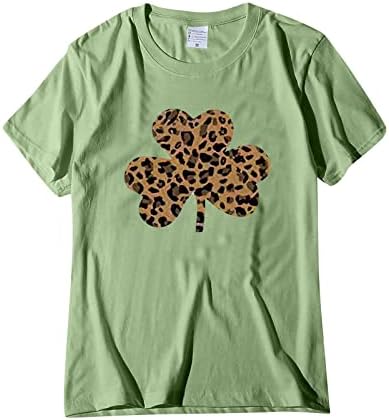 Camisa do dia de St.Patrick para mulheres Tops de trevo o pescoço camisetas shamrock camisetas camisetas de manga curta soltas
