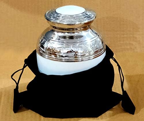 Esplanade Cremação Urna Memorial Recipiente Jar Pot | Urnas de enterro de metal | Lembrança para cinzas | Brass - branco - 6 polegadas