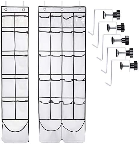 Ulg sobre o organizador de sapatos da porta 22 bolsos Suportes de sapatos e 12 bolsos de malha pendurados para cabide