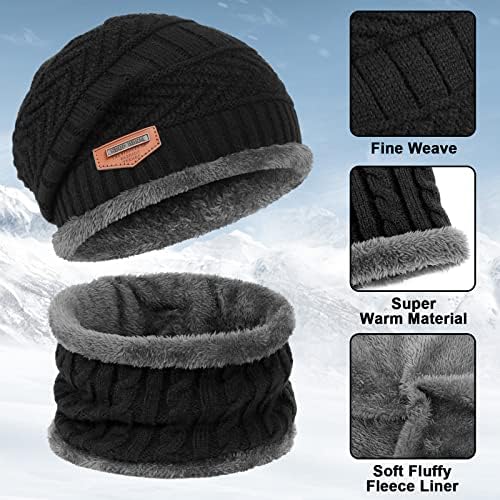 3 PCs Winter Knit Feanie Hat de pescoço Luvas mais quentes
