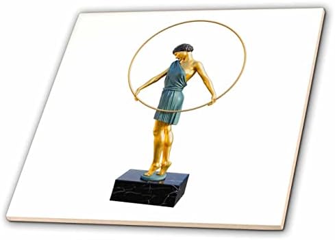 3drose uma estatueta art déco de uma figura segurando um arco de ouro - telhas