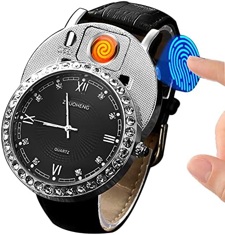 Pacote de presentes relógio multifuncional com isqueiro elétrico e reutilizável recarregável sem chamado carregamento