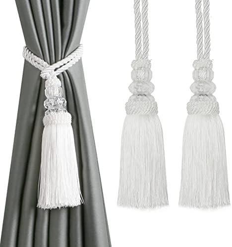 Hedonghexi Cortina Tiebacks com borla, Holdback de cortina decorativa elegante ao ar livre, cortina de corda moderna amarra as costas