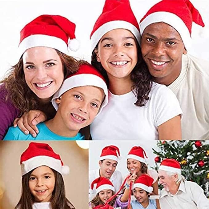 Cap de Natal Red Tecido não tecido Cap de Natal unissex para festas de festas de férias 5 peças