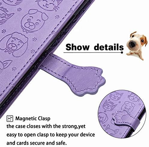 Caso da carteira Hutaous Galaxy A71 5G, Caso de proteção de protetora para garotas para cães de gato fofo, capa magnética de couro