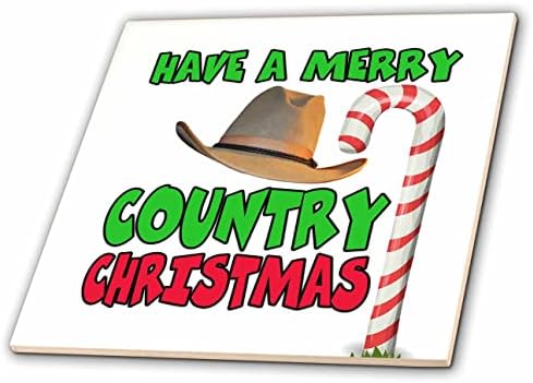 Imagem 3drose de palavras tem um feliz país de Natal com chapéu de cowboy - azulejos