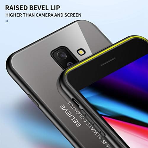 Lusheng Case for Samsung Galaxy A6+, Casca de capa de vidro de vidro temperado com cor de gradiente traseiro mole tpu aresta