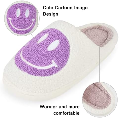 Westtele Smile Face Slippers-Retro macio de pelúcia para mulheres/homens leves, aconchegantes, internos/externos com sola anti-Skid