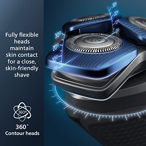 Philips Norelco Shaver 7800, barbeador elétrico úmido e seco recarregável com tecnologia Senseiq, vagem limpa rápida, suporte