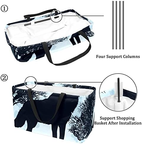 Reutilizável Shopping Shopping Wolf Howl Portable Dobing Picnic Grocery Bags