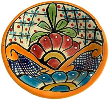 Tigela de festa de estilo mexicano decorativo colorido - feito à mão e pintada à mão no México - 5 polegadas - 12 cm de