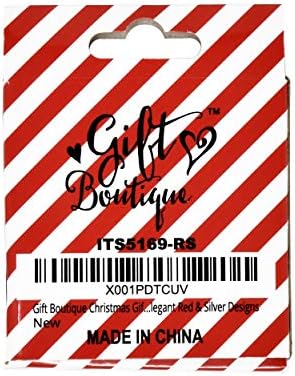 Boutique de presentes Adesivo de Natal Tags de presente Caixa de roll 110 Conde elegante designs de vermelho e prata