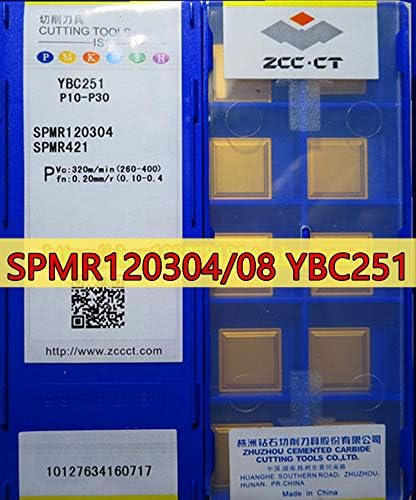 FINCOS SPMR120304 SPMR120308 YBC251 10PCS/SET 50PCS/SET ZCC.CT Processo de lâmina de carboneto de aço inoxidável e aço inoxidável -: SPMR120308 10pcs)