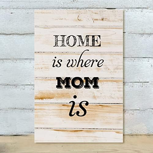 Placa de madeira estampada placa de parede de parede para casa é onde mamãe é rústica decoração de casa signo motivacional