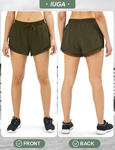Iuga feminino com shorts rápida seca 2 em 1 shorts atléticos para mulheres com bolsos ginástica shorts ativos de ginástica