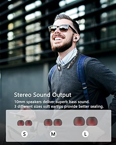 Fones de ouvido Bluetooth, fone de ouvido sem fio com fones de ouvido retráteis, fones de ouvido estéreo com microfone