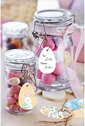 48pcs felizes tags de presente de Páscoa colorida Easter Bunny ovo tags com cordas para a festa da primavera de Páscoa Favor de