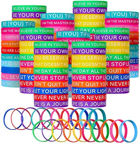 200 peças Citação motivacional Pulseiras de borracha de borracha Em massa, pulseiras de silicone inspiradoras de colorir as pulseiras unissex para homens presentes adolescentes, 20 estilos