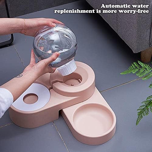 JUCHENG 2 EM 1 Uso duplo Pet Dog Cat Dispensador de água automática com tigela de alimentos de aço inoxidável para recipiente