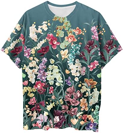 Mulheres de camiseta de tamanho grande camisa floral tampas de túnica de manga curta Blusa de túnica cair as camisas soltas