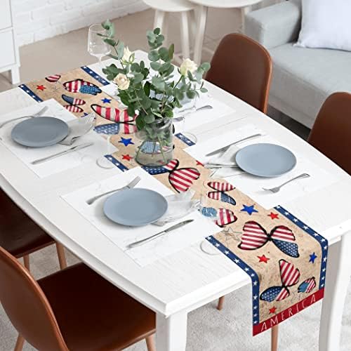 4 de julho Decorações do Memorial Day Day, corredores patrióticos Quarto de julho do Dia da Independência Decorações de mesa de borboleta para festas em casa Decoração de acessórios