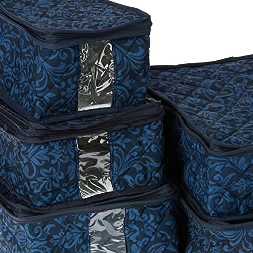 Apresenta inicial de 8 peças Hudson Damask China Storage Storage Set, Marinha