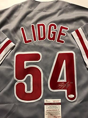 Autografado/assinado Brad Lidge Philadelphia Grey Baseball Jersey JSA COA