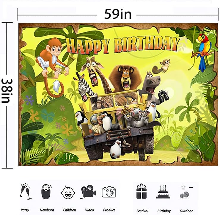 Cenário de madagascar para decorações de festas de aniversário banner de safari para suprimentos para festas de chá de bebê 5x3ft