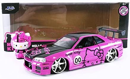 Hello Kitty 1:24 2002 Nissan Skyline GT-R Die Cast Car & Hello Kitty Figura, brinquedos para crianças e adultos