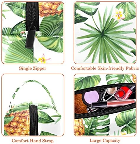 Bolsa de maquiagem tbouobt bolsa de bolsa cosmética bolsa bolsa com zíper, abacaxi tropical Palm