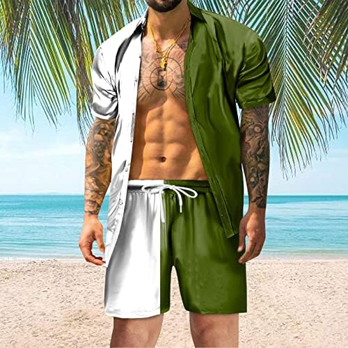 BMISEGM Men camisa masculino de verão lazer Hawaii Seaid Holiday Beach Digital 3D Impressão de camisa de manga curta Terno